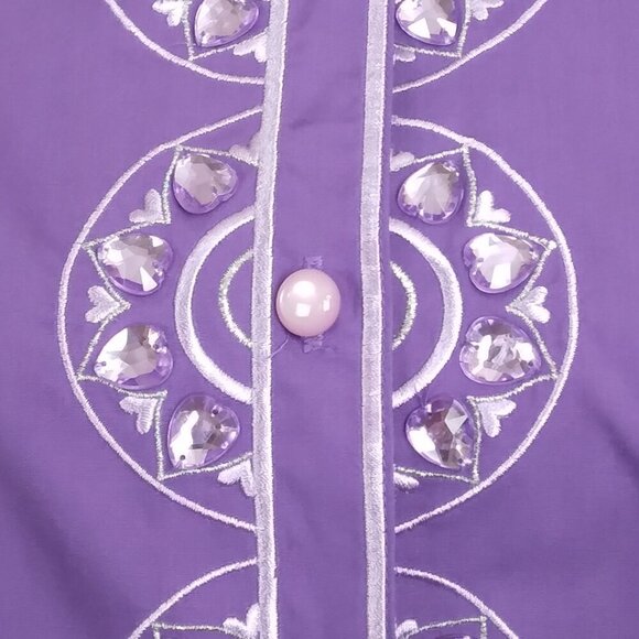 Bob Mackie | Purple Embroidered Rhinestone Button Front Shirt… - Picture 4 of 9
